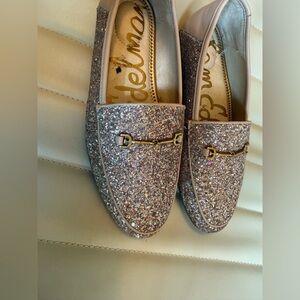 Sam Edelman Loraine Glittery “Pink Latte” Loafers with Horsebit Detail